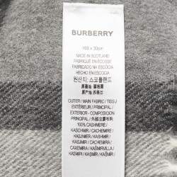 Pre Owned Burberry Grey Classic Check Cashmere Fringed Stole 