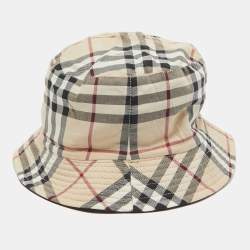 Pre Owned Burberry Beige Vintage Check Cotton Bucket Hat