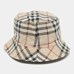 Pre Owned Burberry Beige Vintage Check Cotton Bucket Hat