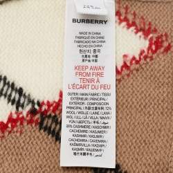 مملوكة مسبقًا Burberry Beige Argyle Check Wool Rib Knit Muffler 