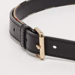 مملوكة مسبقًا Burberry Beige/Black House Check Canvas and Leather Buckle Belt 85 CM
