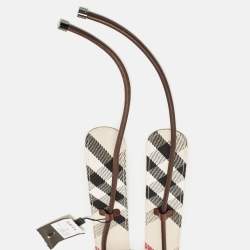 Burberry Beige/Brown Mega Nova Check Canvas and Leather Waist Belt 70 CM