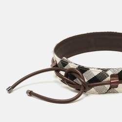 Burberry Beige/Brown Mega Nova Check Canvas and Leather Waist Belt 70 CM