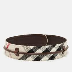 Burberry Beige/Brown Mega Nova Check Canvas and Leather Waist Belt 70 CM