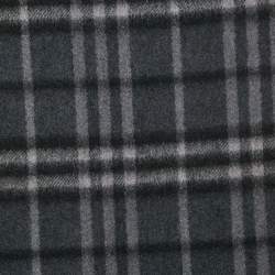 Pre Owned Burberry Dark Grey Checked Cashmere Fringed Stole