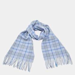 Pre Owned Burberry Blue Vintage Check Lambwool Scarf