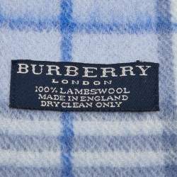 Pre Owned Burberry Blue Vintage Check Lambwool Scarf