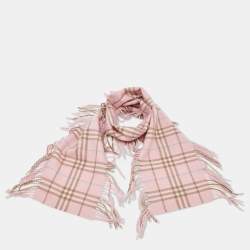 Pre Owned Burberry Pink Vintage Check Lambwool Stole