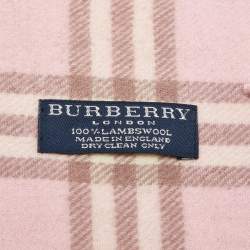Pre Owned Burberry Pink Vintage Check Lambwool Stole
