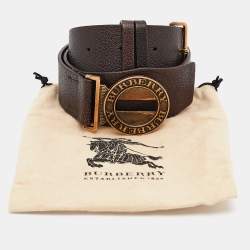 Burberry Dark Brown Leather Round Clasp Buckle Belt 90CM