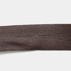 Burberry Dark Brown Leather Round Clasp Buckle Belt 90CM