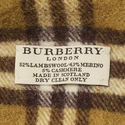 Pre Owned Burberry London Brown Checks Wool Fringed Scarf