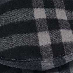 Burberry Black Cashmere Blend Nova Checks Newsboy Cap M