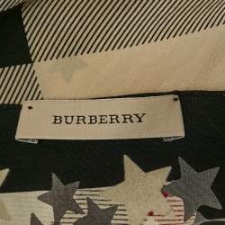 Pre Owned Burberry Beige Tartan and Star Print Muffler 