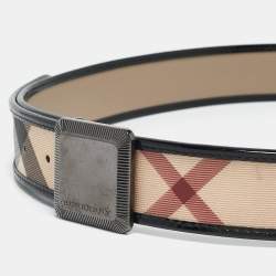 Burberry Beige Supernova Check PVC and Patent Leather Buckle Belt 90CM