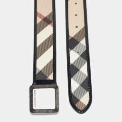 Burberry Beige Supernova Check PVC and Patent Leather Buckle Belt 90CM