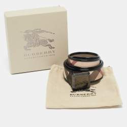 Burberry Beige Supernova Check PVC and Patent Leather Buckle Belt 90CM