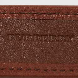 Pre Owned Burberry Beige/Brown House Check Canvas and Leather Buckle Belt 90 CM