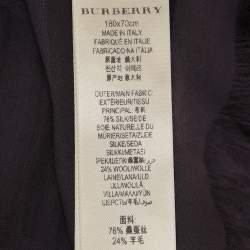 Burberry Purple Silk  and Wool Fringe Scarf