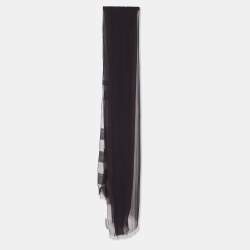 Burberry Purple Silk  and Wool Fringe Scarf