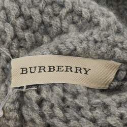 Burberry Grey Fox Fur Trim Wool Knit Beanie