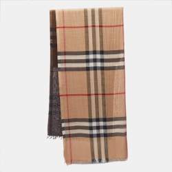 Burberry Beige Checked Silk Scarf