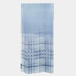 Burberry Blue Checked Chiffon Scarf