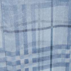 Burberry Blue Checked Chiffon Scarf