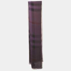 Burberry Purple Checked Chiffon Scarf