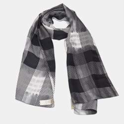Burberry Black Checked Silk Scarf
