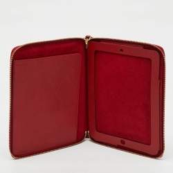 Burberry Red Leather Zip Around iPad Case