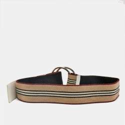 Burberry Multicolor Icon Stripe Canvas Ring Buckle Belt 100CM