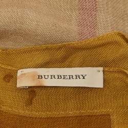 Burberry Yellow Ochre Check Logo Print Modal & Cashmere Stole 
