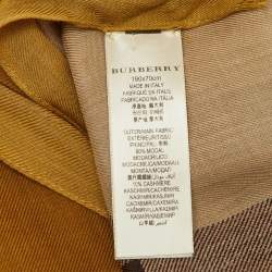 Burberry Yellow Ochre Check Logo Print Modal & Cashmere Stole 