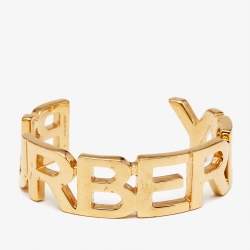Burberry Logo Gold Tone Metal Bracelet S