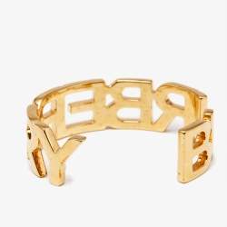 Burberry Logo Gold Tone Metal Bracelet S
