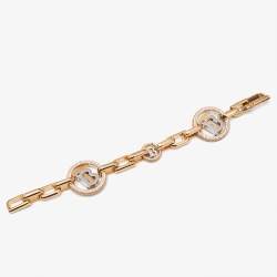 Pre Owned Burberry Gold TB Monogram Crystals Two Tone Bracelet M