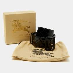 Burberry Black Quilted Patent Leather Buckle Belt 85CM