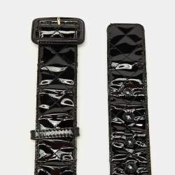 Burberry Black Quilted Patent Leather Buckle Belt 85CM