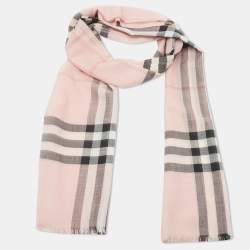Burberry Ash Rose Pink Giant Check Gauze Wool and Silk Stole 