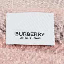 Burberry Ash Rose Pink Giant Check Gauze Wool and Silk Stole 