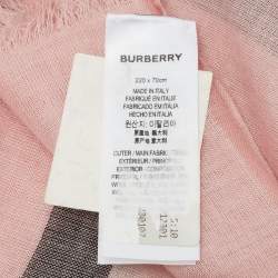Burberry Ash Rose Pink Giant Check Gauze Wool and Silk Stole 