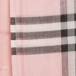 Burberry Ash Rose Pink Giant Check Gauze Wool and Silk Stole 