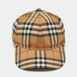 Burberry Beige Checks Cotton Baseball Cap S/M