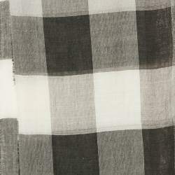 Burberry Blue/Grey Checked Raw Edge Scarf 