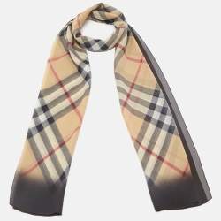 Burberry Beige & Black Ombre Check Silk Crepe Stole