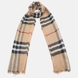 Burberry Beige Nova Check Wool Shawl