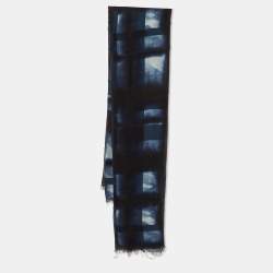 Burberry Blue Checked Silk Scarf