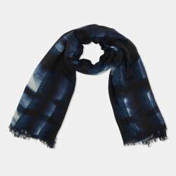 Burberry Blue Checked Silk Scarf