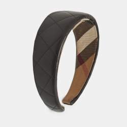 Burberry Brown Quilted Leather Headband 